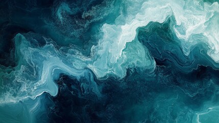 Abstract Ocean Waves Teal And White Swirls