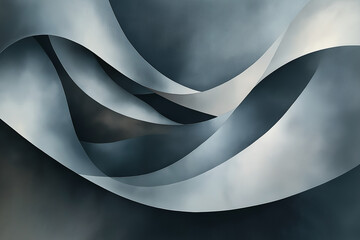 Abstract geometric shapes interlocking and overlapping in various shades of gray and black, offering a sleek, modern look.
