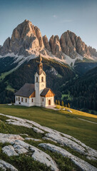St. Magdalena Church in the Dolomites, Italy.