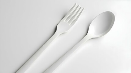 white plastic spoon and fork