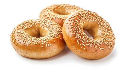 Sesame Bagel on plain white background - product