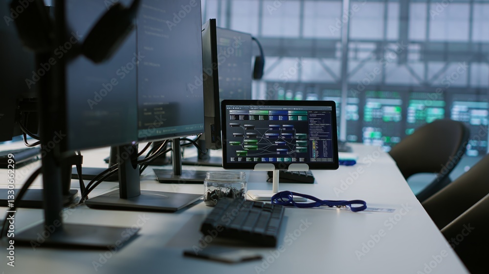 Poster data center facility employing deep learning technology to maintain company network infrastructure. 