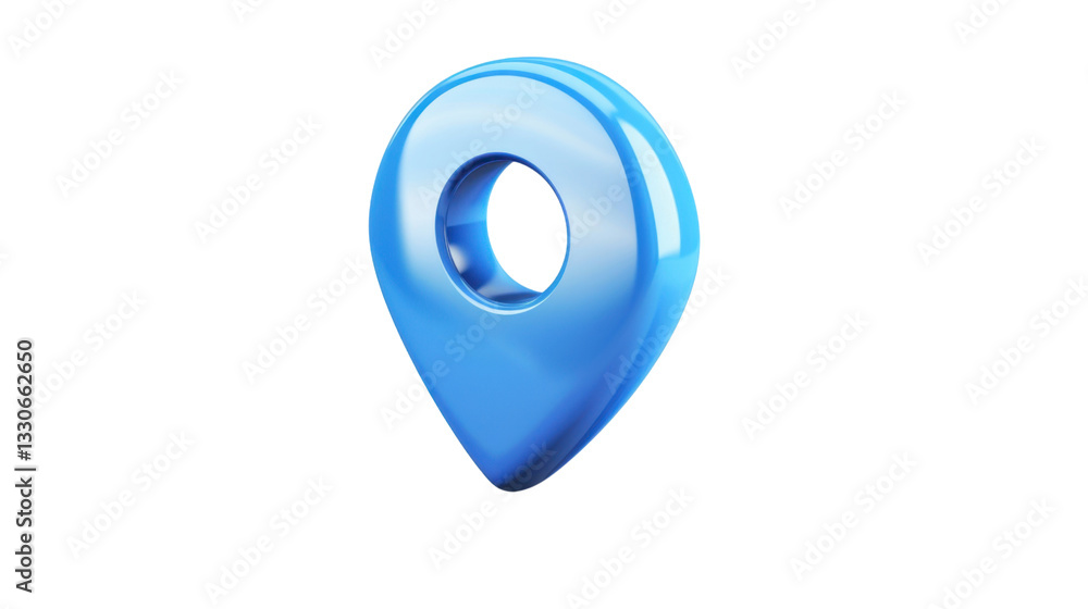 Poster blue location pin showing accurate global positioning on transparent background