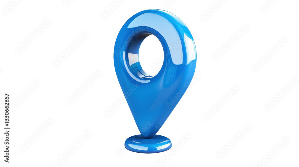 Poster blue location pin icon showing accurate global positioning on transparent background