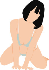 Fototapeta premium ポーズをとる水着を着た女性のイラスト