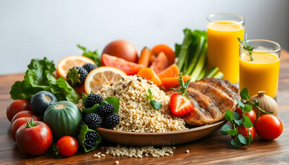 Nutritious plant-based lunch bowl with quinoa and mixed garden veggies