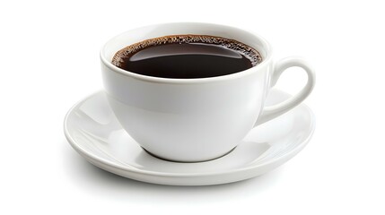 Cup of black coffee isolated on a white