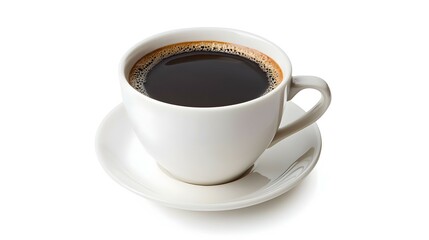 Obraz premium White cup of black coffee isolated on white