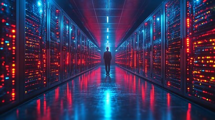 Advanced data storage server network futuristic cyber security AI technology image