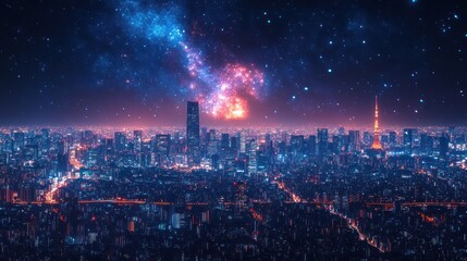 Fototapeta premium Tokyo Nightscape: A Celestial City