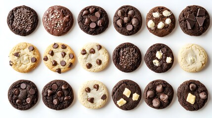 Obraz premium Collection of half chocolate chip cookies
