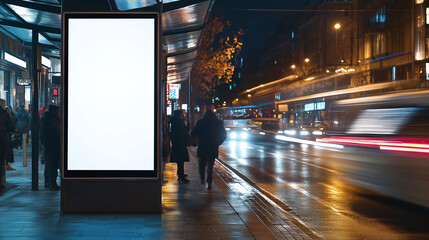 Blank Digital Billboard, Bus Stop Mockup