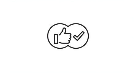 Like confirm and thumb up outline icon