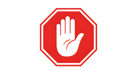 Obraz premium Red stop sign with big hand symbol icon vector illustration