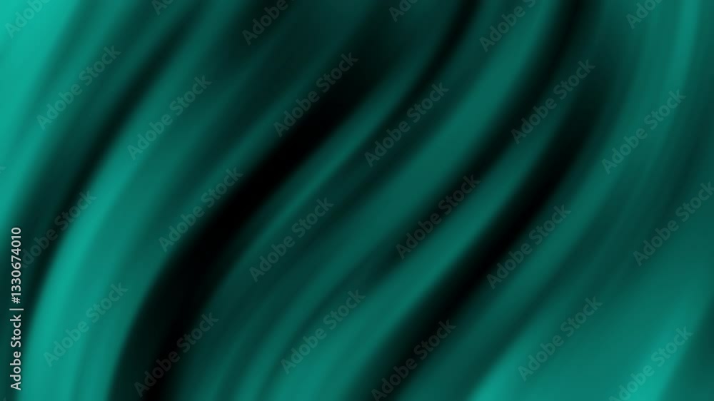 Poster a smooth, flowing abstract pattern in shades of teal and dark green, creating a sense of depth and m