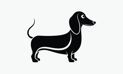 Dachshund dog silhouette, Dachshund dog, vector black silhouette 