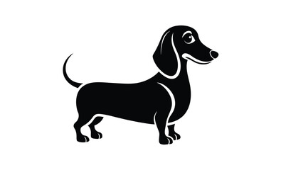 Dachshund dog silhouette, Dachshund dog, vector black silhouette 