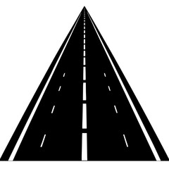 Straight Road Black Vector Illustration