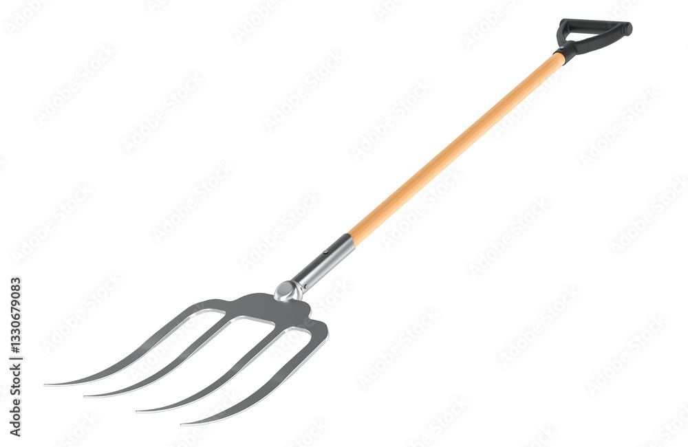 Poster pitchfork, hay fork. 3d rendering isolated on transparent background