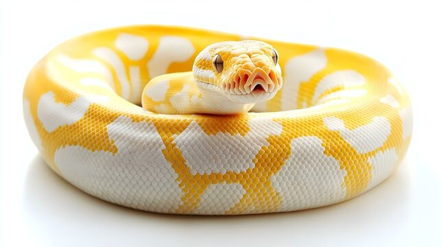 Albino Ball Python Snake isolated on white background