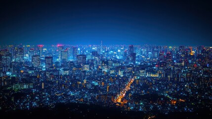 Tokyo Nightscape: A Panoramic View of Illuminated City