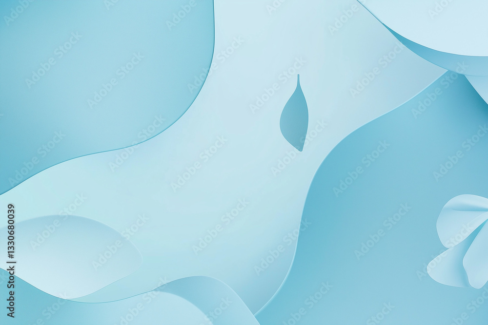 Poster a serene light blue background showcasing soft abstract shapes and textures. perfect for wellness br