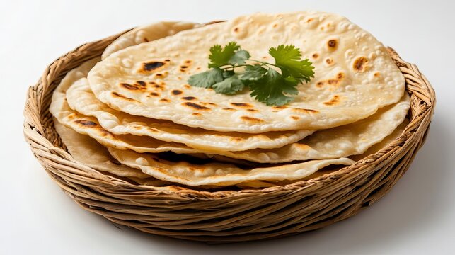 Traditional Indian Flatbread - Chapati, Paratha, and More on White Background

