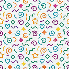 Fototapeta premium Vibrant, playful, and colorful abstract pattern design with various shapes and lines