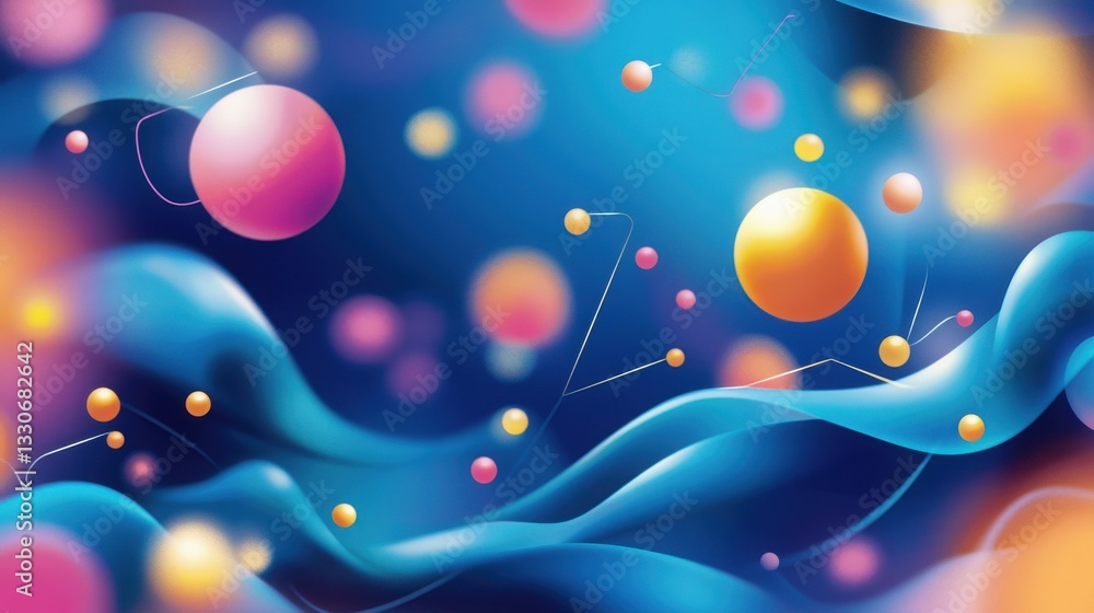 Poster abstract sphere symphony: a mesmerizing abstract composition of vibrant spheres and fluid shapes, cr