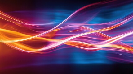 Naklejka premium Abstract Energy Waves: A captivating abstract composition of flowing energy waves, rendered in vibrant hues of red, orange, and blue, creates a dynamic and visually stunning design.