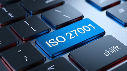 Fototapeta premium Close-Up of Computer Keyboard Featuring Bold blue 