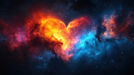 Cosmic Heart Nebula: A Celestial Dance of Fire and Ice