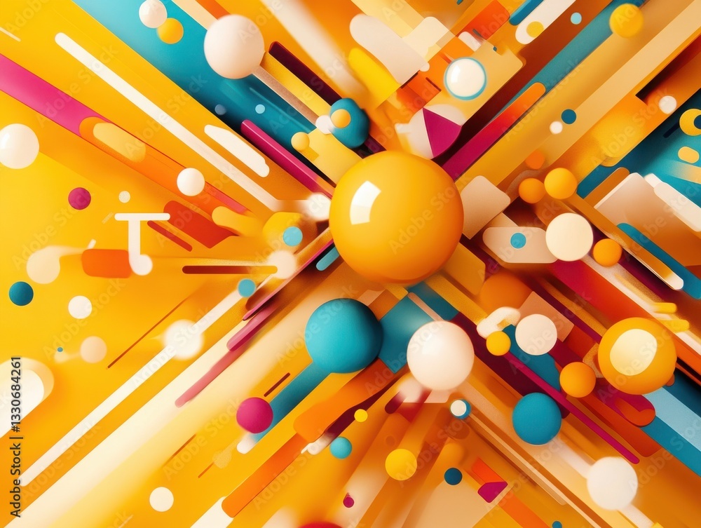 Poster burst of color and geometry: a vibrant and dynamic abstract composition, featuring a burst of colorf