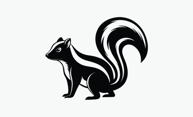 Skunk silhouette vector, silhouette of a skunk animal, vector illustration  