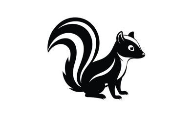 Skunk silhouette vector, silhouette of a skunk animal, vector illustration  