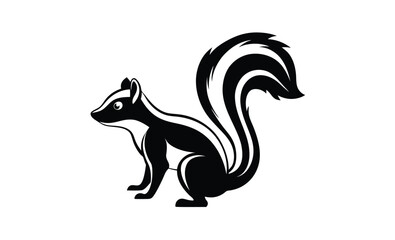 Skunk silhouette vector, silhouette of a skunk animal, vector illustration  