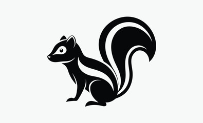 Skunk silhouette vector, silhouette of a skunk animal, vector illustration  