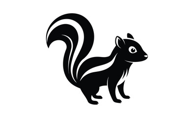 Skunk silhouette vector, silhouette of a skunk animal, vector illustration  