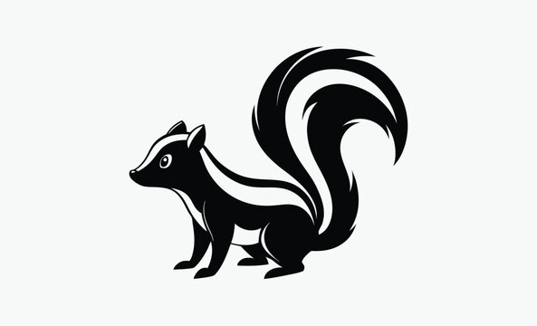 Skunk silhouette vector, silhouette of a skunk animal, vector illustration  