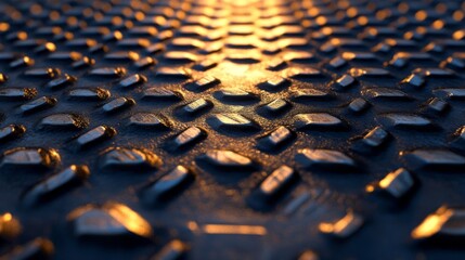 Obraz premium Illuminated Metal Surface Diamond Plate Texture