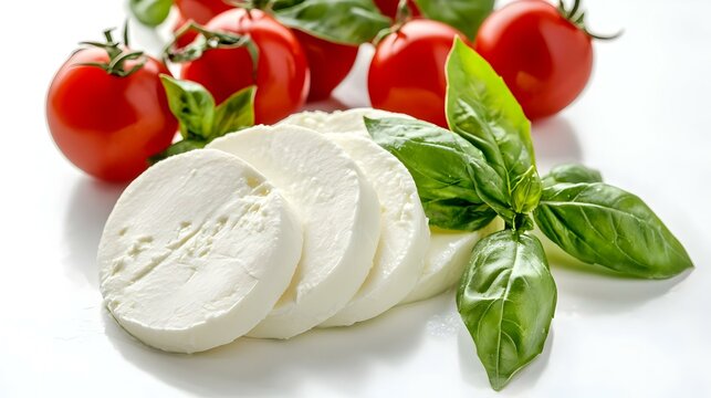 Delicious mozzarella cheese slices and basil