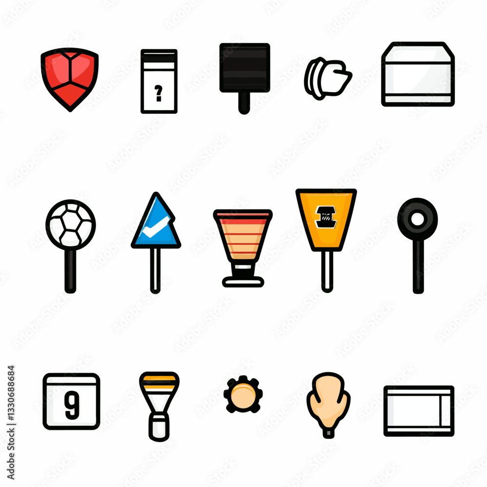Aufkleber assorted graphic icons representing various concepts and objects design
