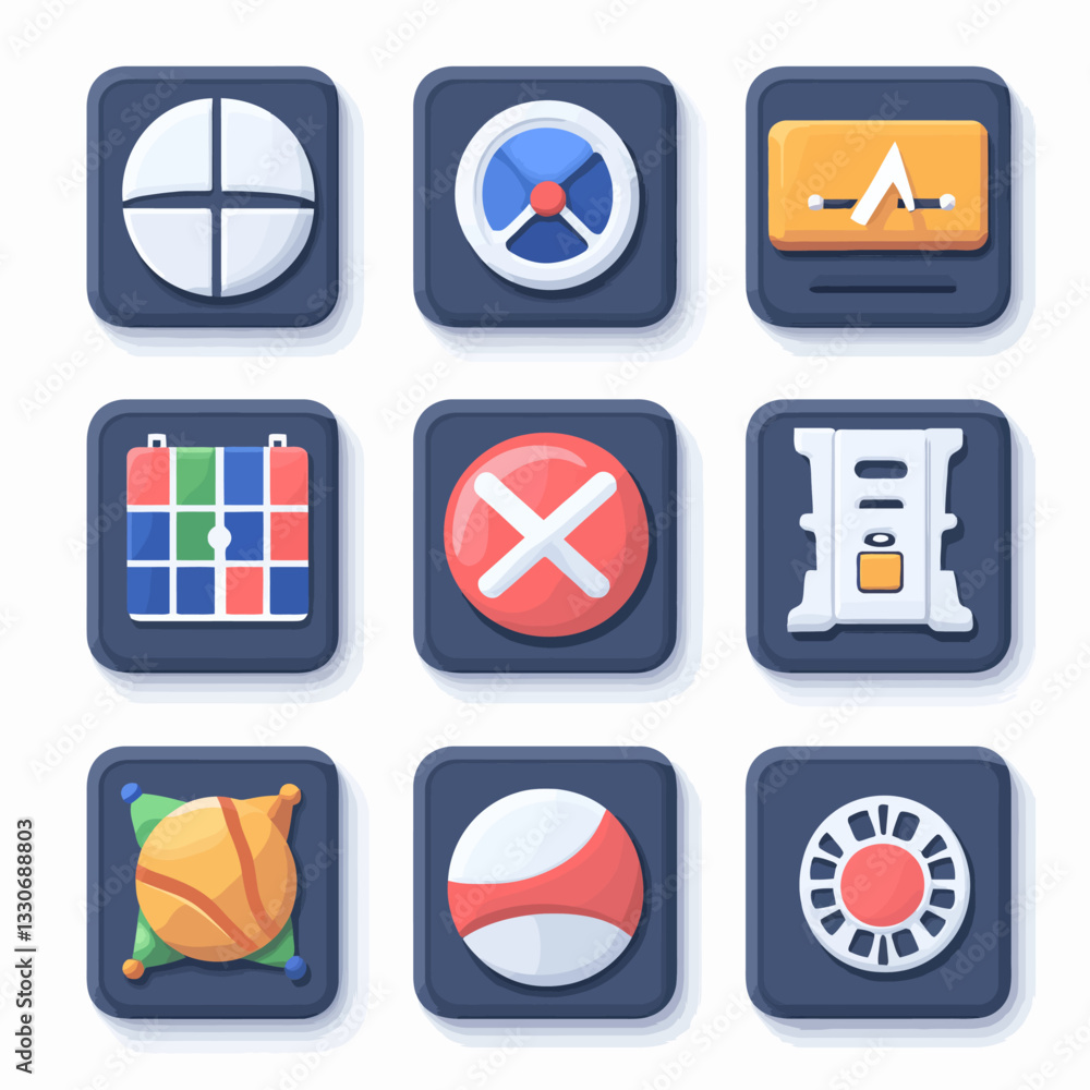 Poster user interface navigation icons for app, design, vector graphics, flat ui