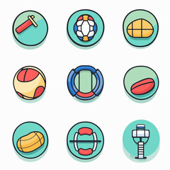 Playground Equipment Icon Set, Outdoor Play, Playtime, Active, Fun, Isolated