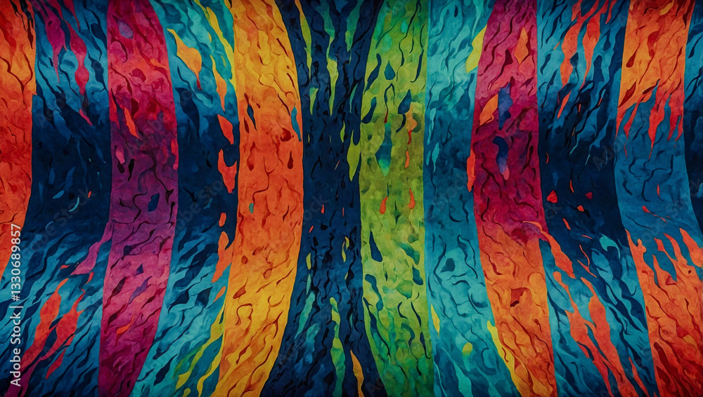 Poster surreal abstract pattern on canvas with vibrant colors.