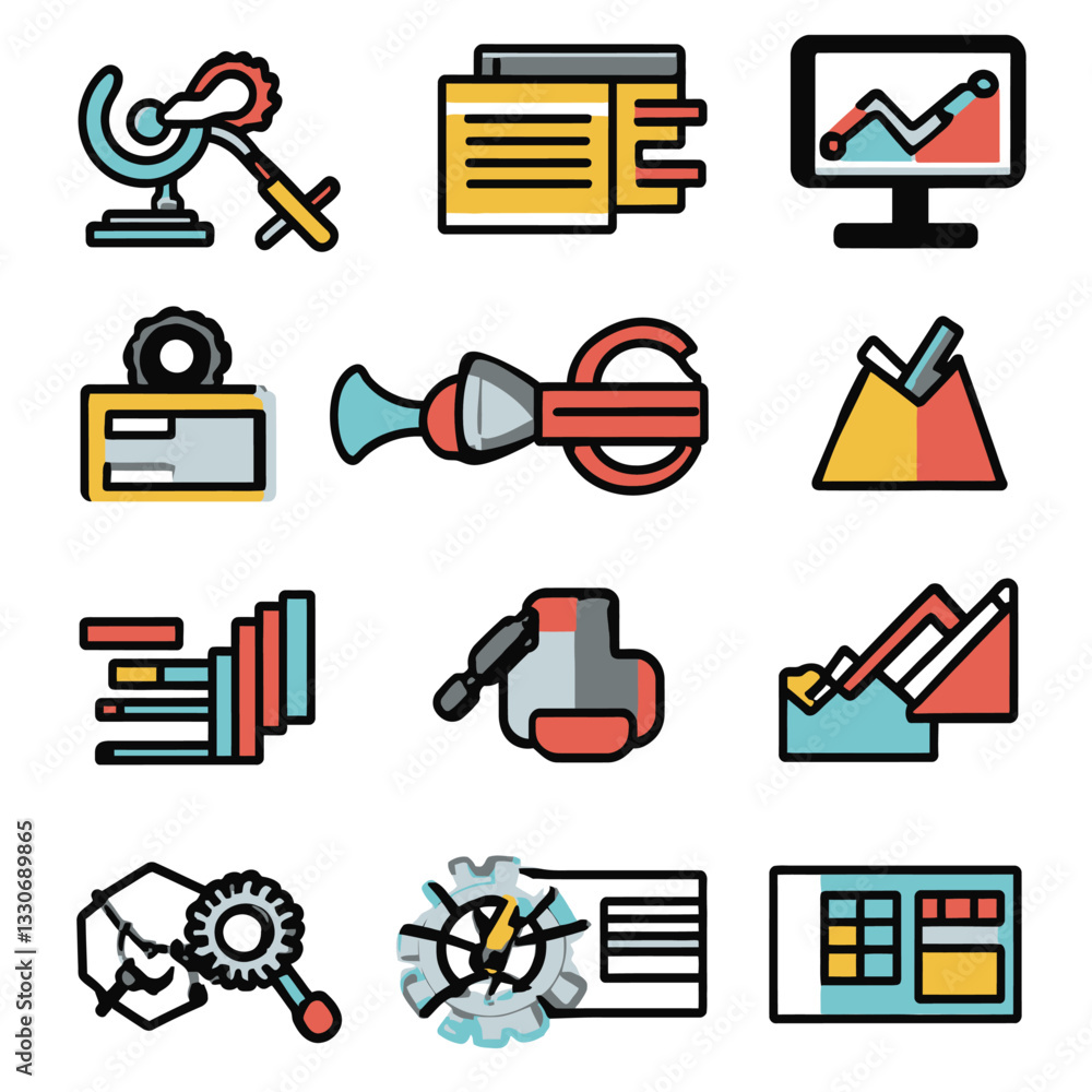 Aufkleber business analytics data visualization icons set design elements concept