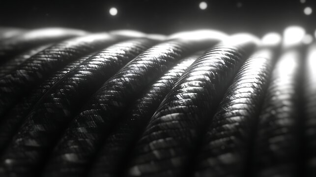 Dark Textured Cables Illuminated Abstract