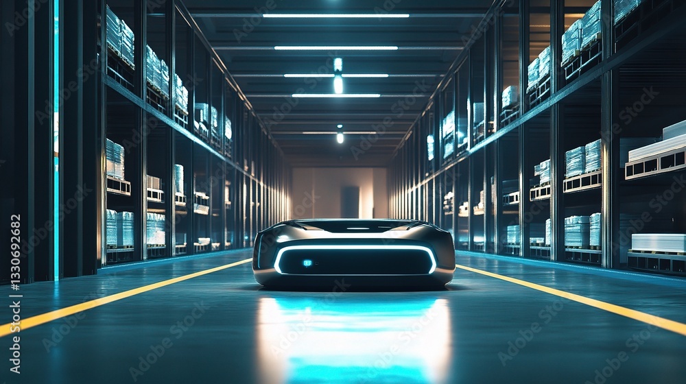 Aufkleber futuristic automated warehouse concept with advanced robotics