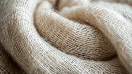 Soft Fluffy Beige Knitted Fabric Texture