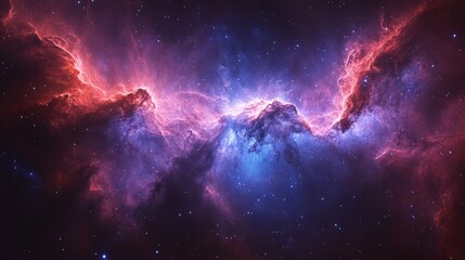 Cosmic Nebula: A Celestial Dance of Red and Blue